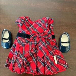 Bitty Baby American Girl Pretty Plaid Dress + Shies.  EUC.